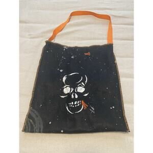 Handmade Halloween Skeleton Felt Toy / Trick-or-Treat Bag Machine Embroidery
